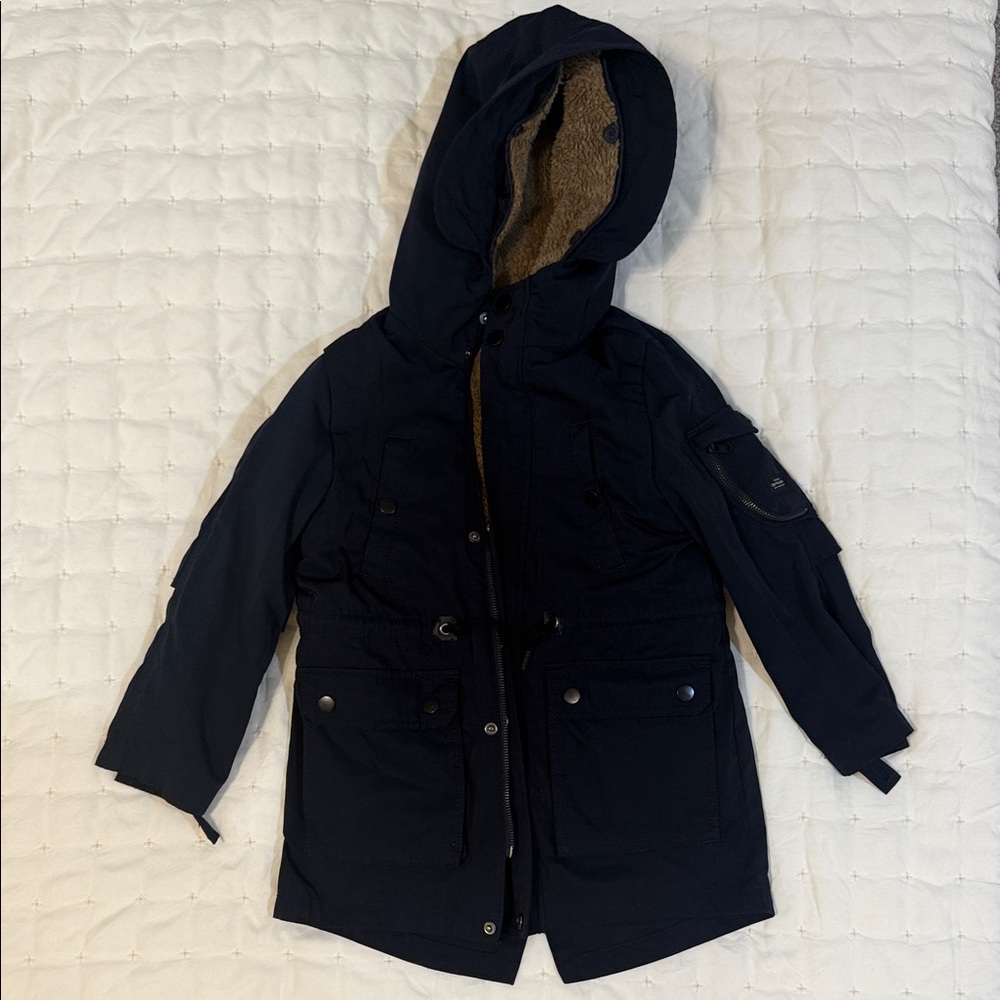 Zara Kids Dark Blue Hooded Raincoat